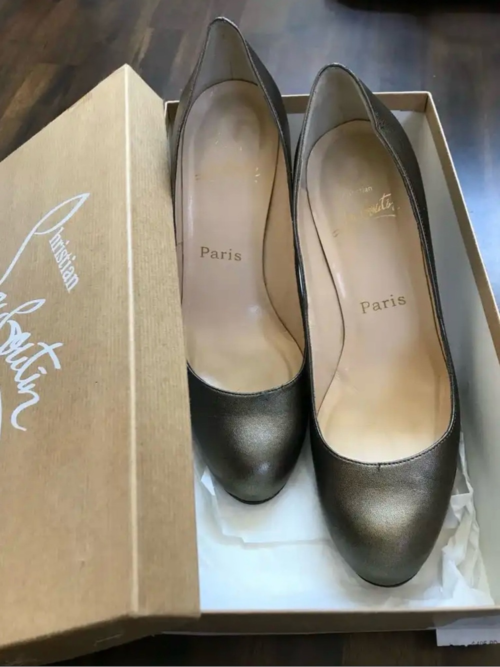 Christian Louboutin Metallic Bronze Simple Pumps